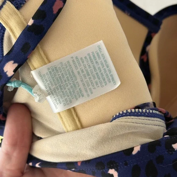 Kona Sol Womens Blue Leopard Print Flyaway Tankini Swim Top Small NWT - Picture 3 of 9